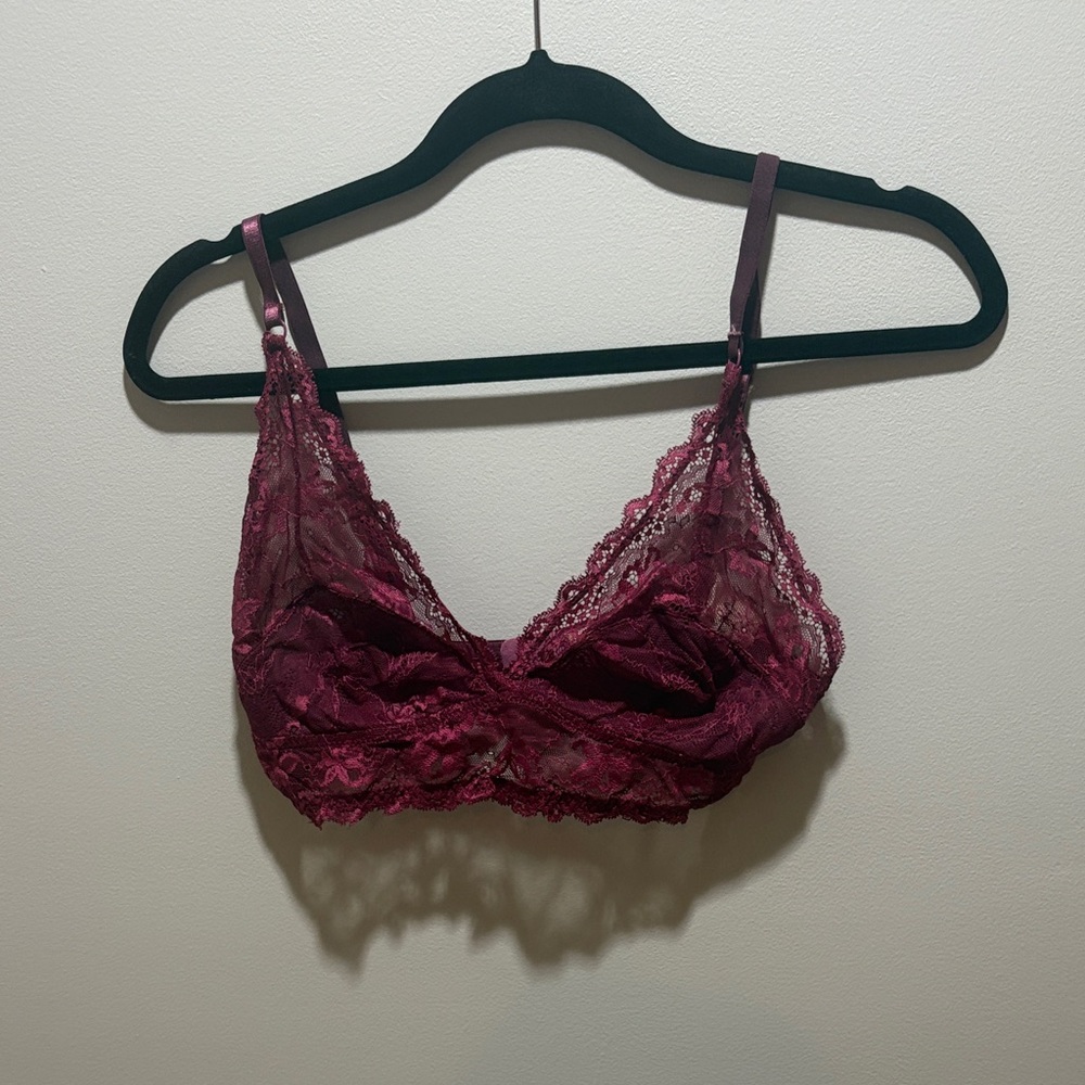 Pins & Needles Lace Bralette in Rich Burgundy